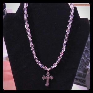Pink necklace with cross pendant